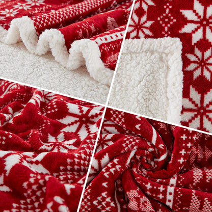Touchat Red Sherpa Christmas Throw Blanket, Fuzzy Fluffy Soft Cozy Blanket, Fleece Flannel Plush Microfiber Blanket for Couch Bed Sofa (50" X 60", Red Reindeer)
