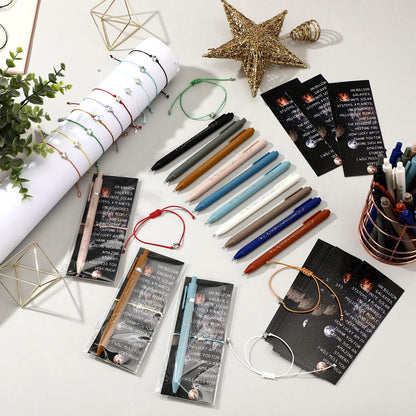 Sayglossy 20 Sets Inspirational Pens, Star Bracelets and Space Planet Bookmarks Gifts for Galaxy Students Gift Party Favors Classroom Supplies