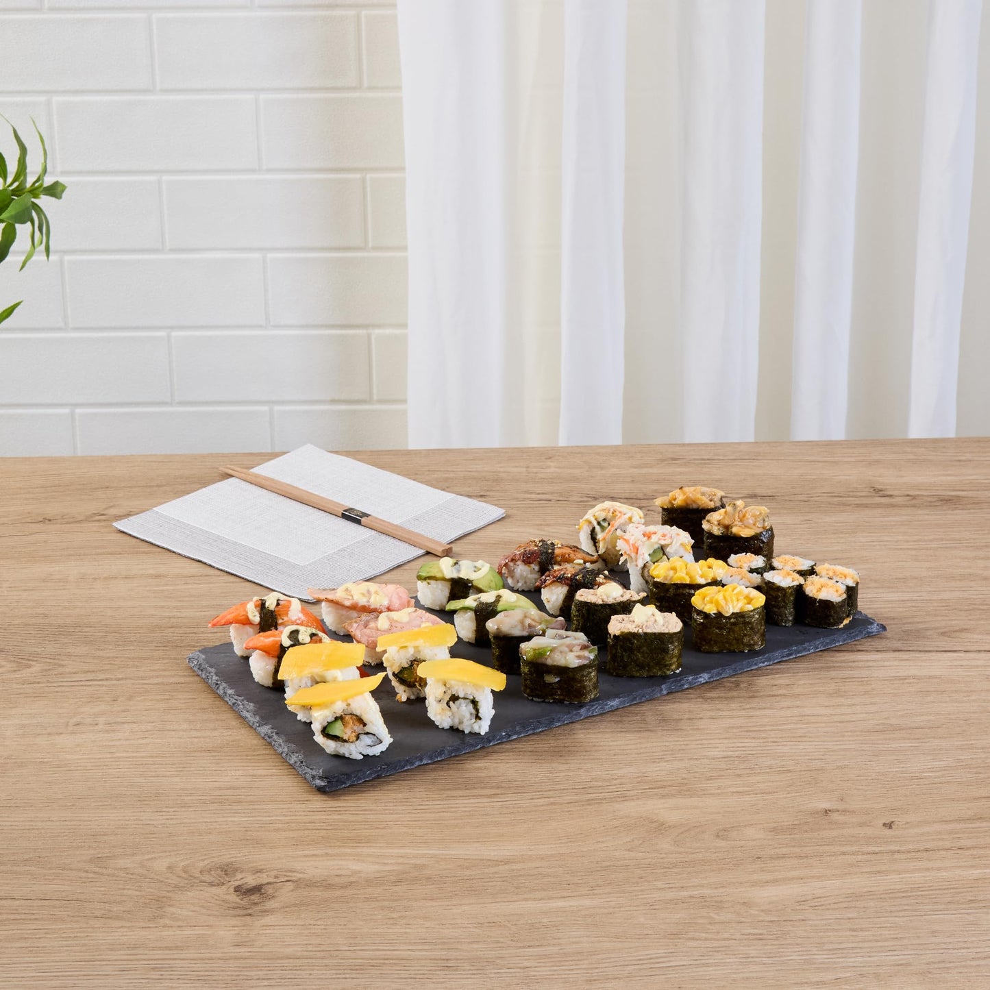Restaurantware Rectangle Slate Platter 1 Count 15.7 x 7.8 Inch Scratch-Resistant Slate Cheese Board Modern Serving Tray Black Rustic Design for Charcuterie and Appetizers