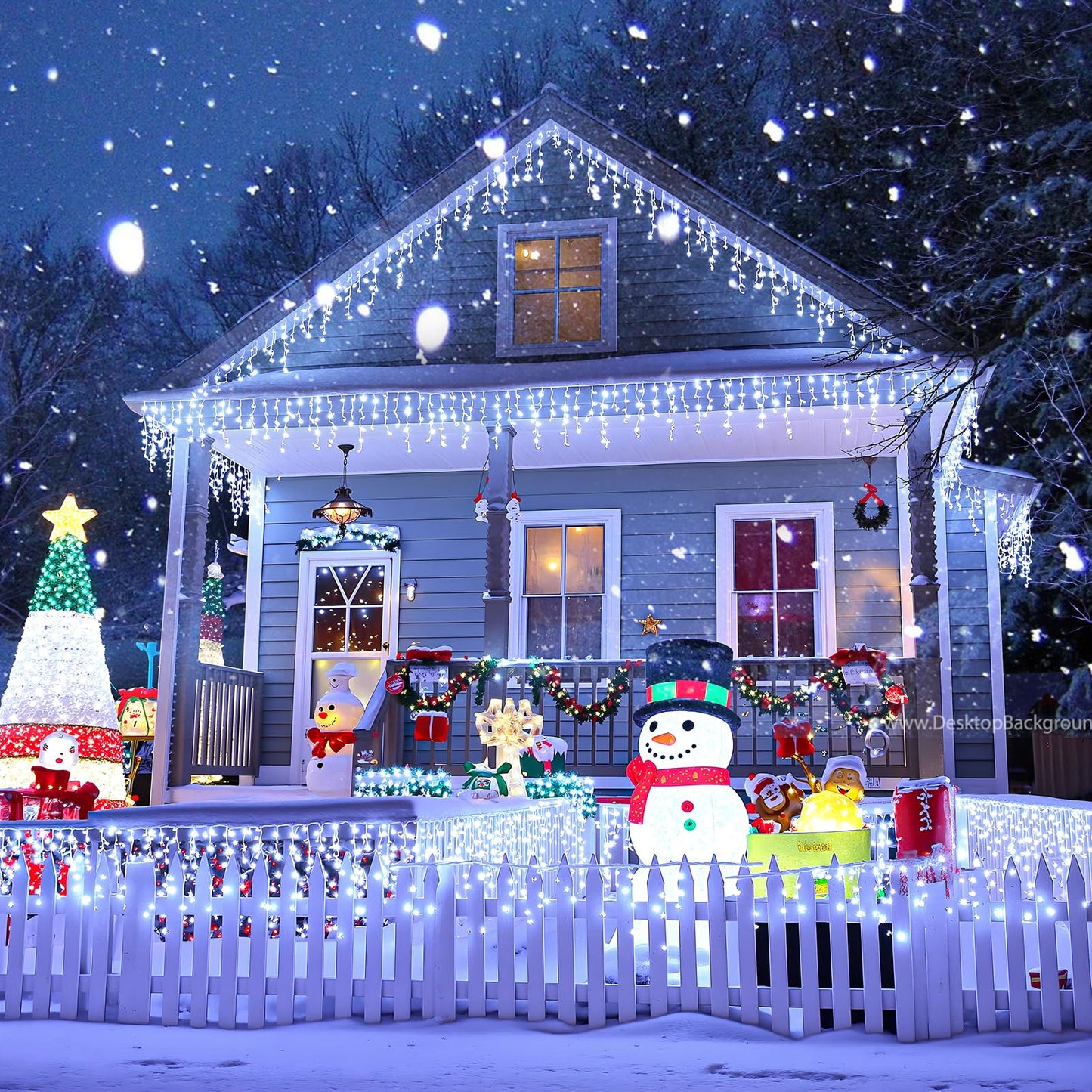 99ft 1216LED Icicle Lights for Outside, White Christmas Lights for House Patio Yard Porch Backyard Holiday Garden Xmas Exterior Decoration, Waterproof Twinkle Cluster Light Hanging Light All Year