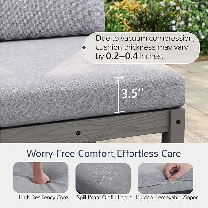 Stoog 6-Piece Modular Outdoor Sectional Sofa Set, All-Weather Patio Furniture