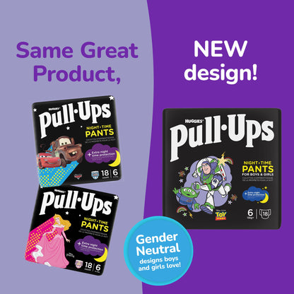 Huggies Pull-Ups, Trainers Night Nappy Pants - Size 6 , 15 kg+ Pull Up Nappies (36 Pants) - Extra Night Time Protection - Support for Consistent Potty Training Routines
