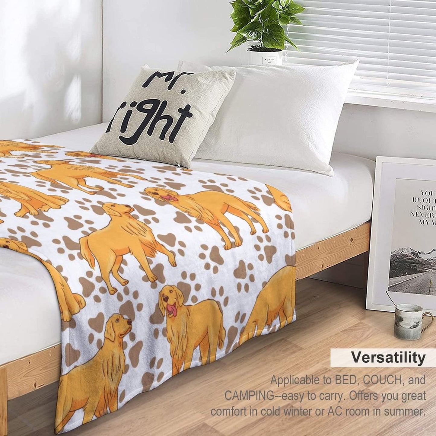 AIOMXZZ Golden Retriever Blanket Gifts, 30"x40" Dog Pattern Flannel Fleece Throw Blanket Soft, Lightweight, Comfortable, Warm Golden Retriever Themed Blanket for Humans Adults Kids