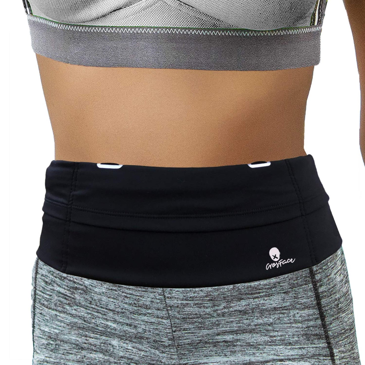 CrosFace Universal One Size Waist Pack, Black, Water Resistant, Secure Pockets, Comfortable Design
