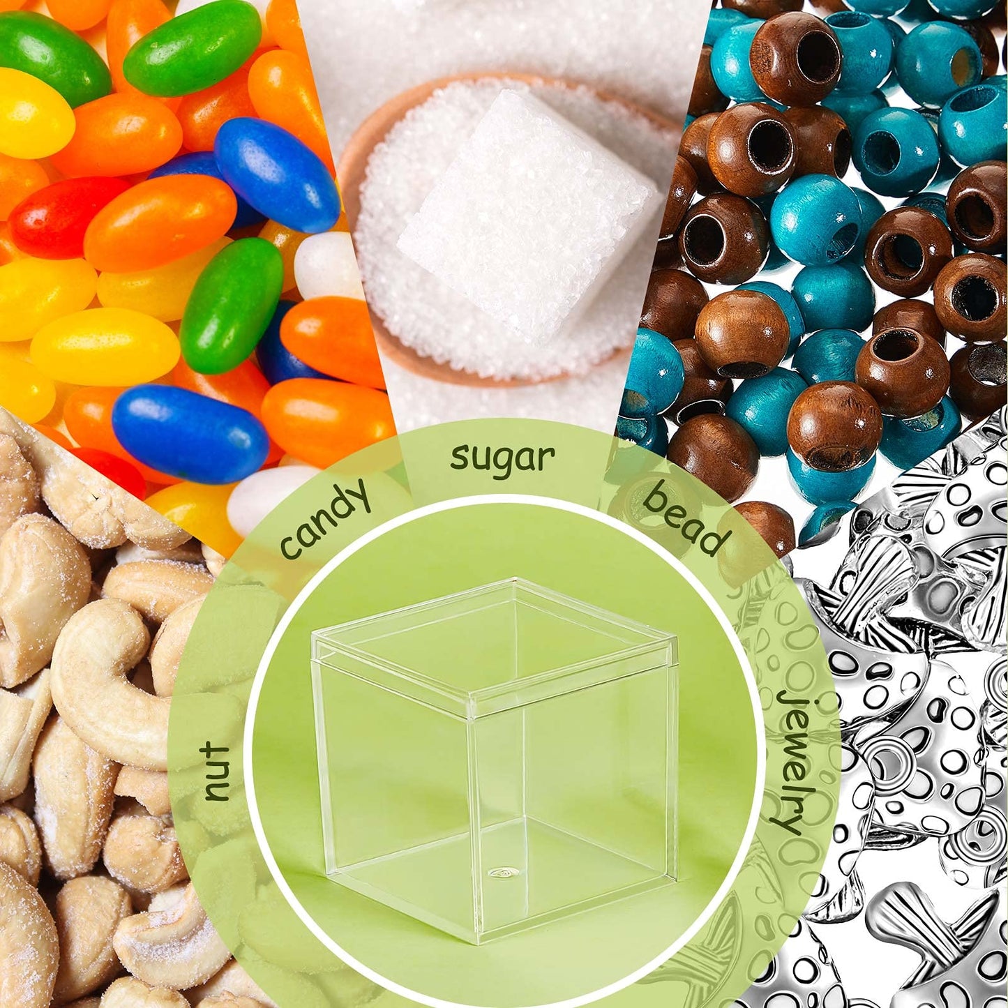 Juexica 12 Pcs Clear Acrylic Box with Lid Plastic Small Acrylic Boxes Decorative Storage Box Jewelry Display Mini Clear Container for Home Candy Pill Tiny Jewelry(Square,1.8 x 1.8 x 1.8)