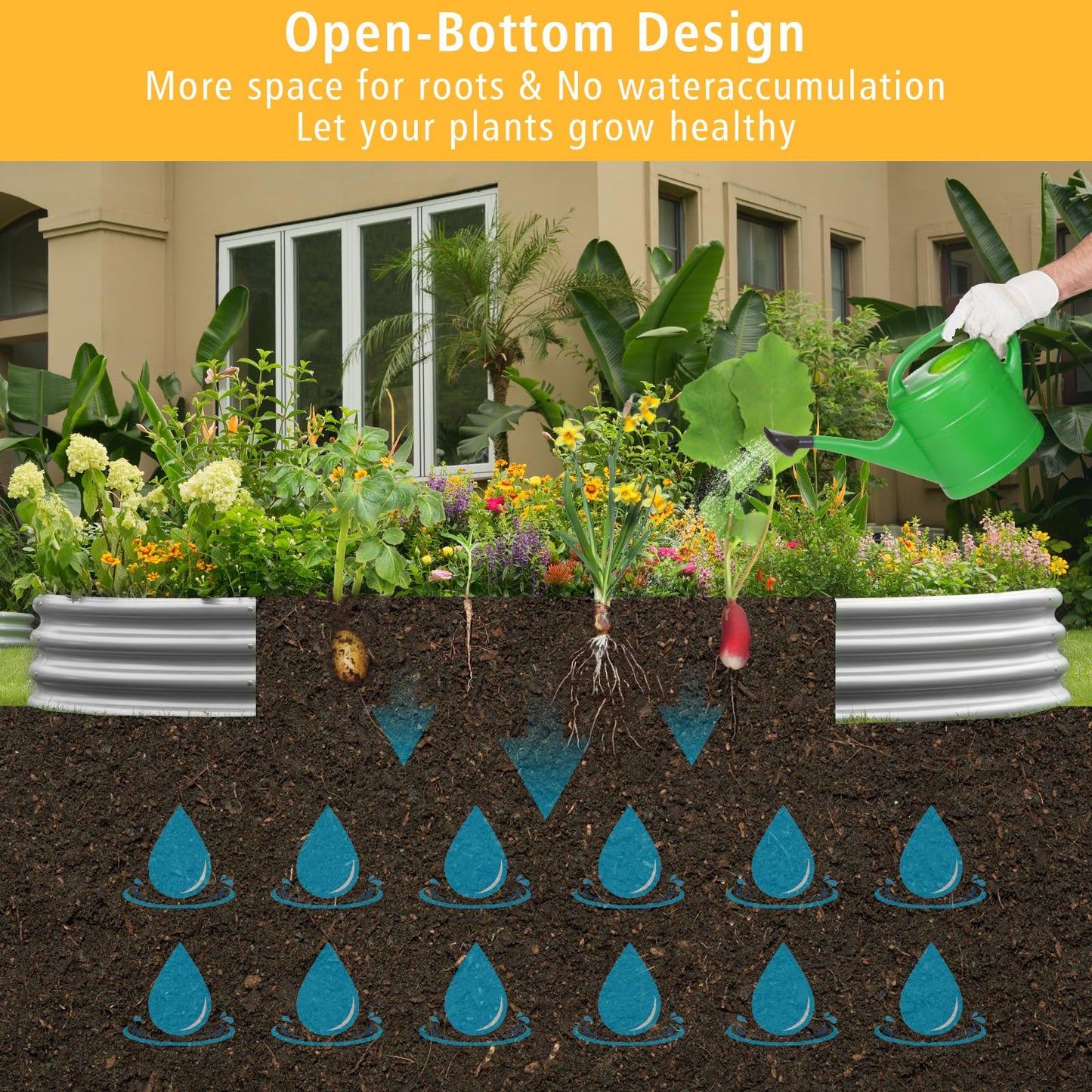 Gardeal Garden 6x3x1ft Galvanized Raised Garden Bed Kit - Metal Planter Boxes for Vegetables/Herbs/Flowers, Heavy-Duty Steel Outdoor Garden Box with Reinforced Edges(6X3X1FT)