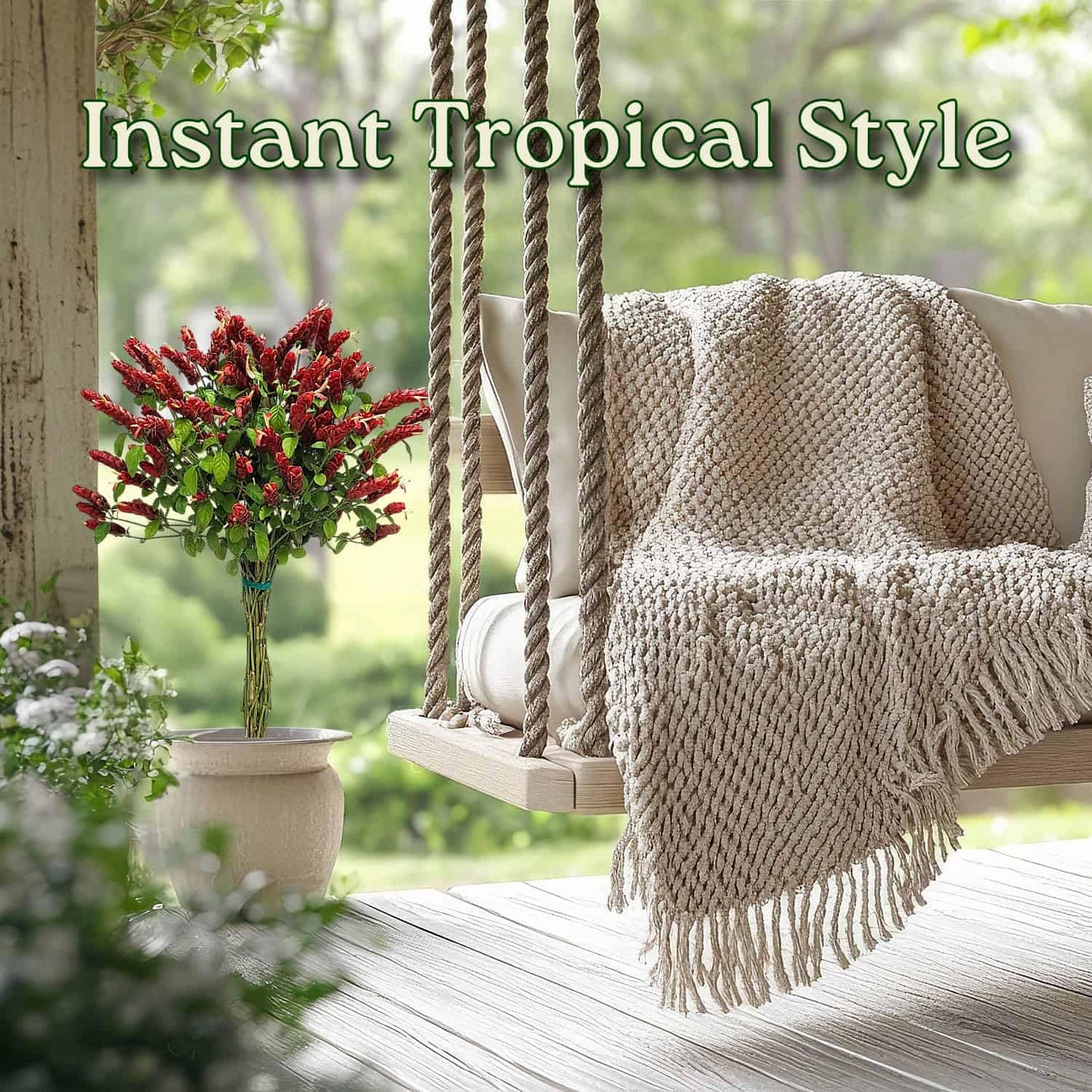 Braided Shrimp Tree - Red Flowers - Overall Height 36" to 42" - Tropical Plants of Florida (Plant Only)