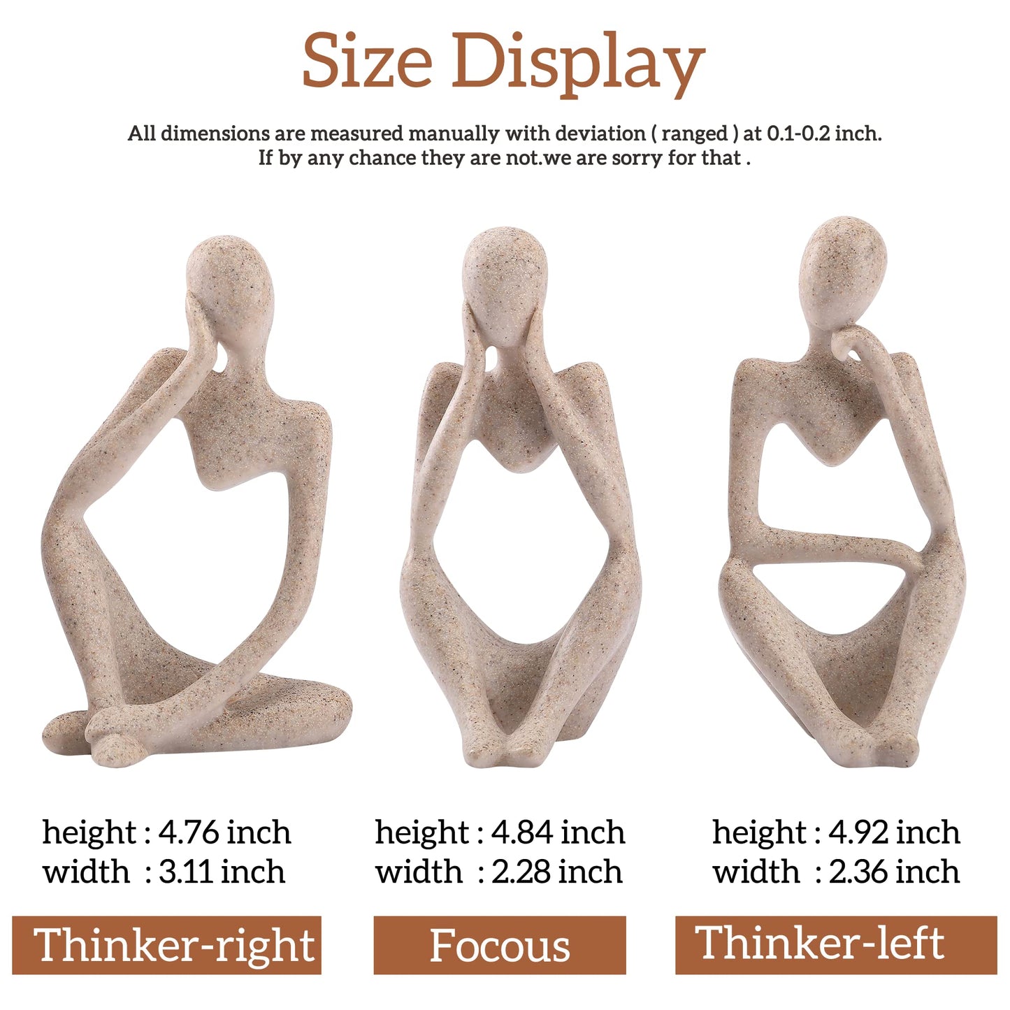 Winshall Thinker Statues and Sculptures,Sandstone Resin Thinker Statue Ornaments, Abstract Style Sculptures, Housewarming Gifts, Home Decorations, Living Room Desk Decor (Sandstone)