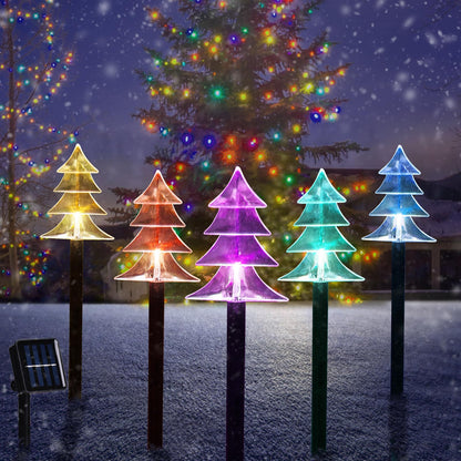 ILLUMINEW Christmas Solar Pathway Lights, Set of 5 Waterproof Landscape Christmas Lights, Stake Christmas Decorations, LED Lights for Yard Lawn Patio Walkway Decor