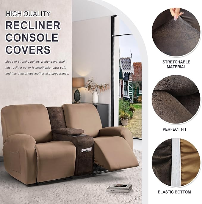 ANARACHON Leather Look Recliner Console Cover