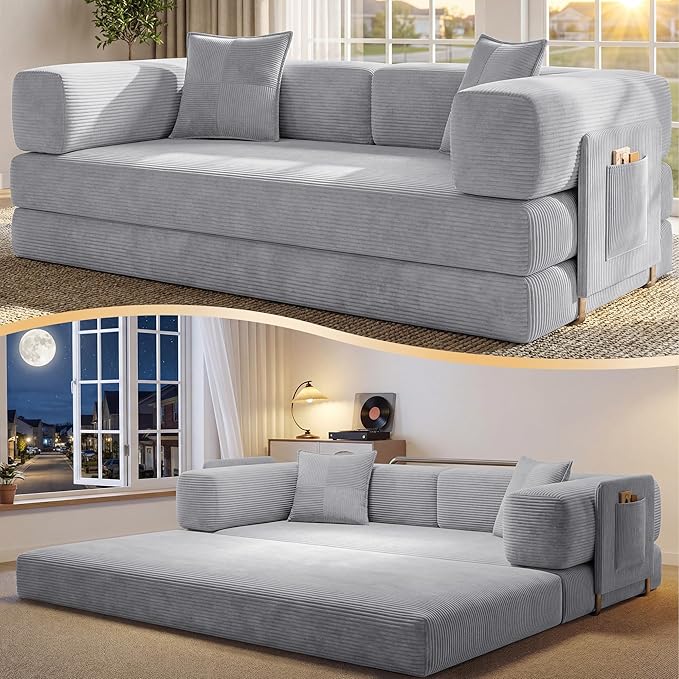 78.8" Convertible Futon Sofa Bed, Corduroy Futon Couch