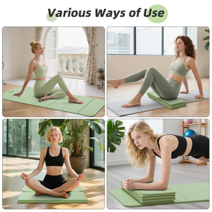 Foldable Yoga Mat,74"Lx32"Wx1/3"Thick,Folding Exercise Mat,Non-slip Wide Pilates Mats for Home Workout/Travel, Portable Yoga Mat Thick for Yoga/Pilates/Camping/Floor Exercises