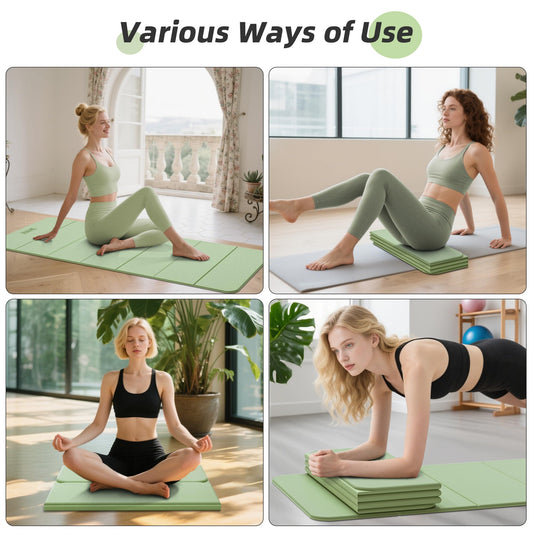 Foldable Yoga Mat,74"Lx32"Wx1/3"Thick,Folding Exercise Mat,Non-slip Wide Pilates Mats for Home Workout/Travel, Portable Yoga Mat Thick for Yoga/Pilates/Camping/Floor Exercises