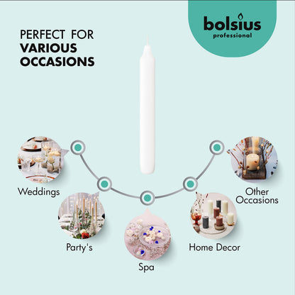 BOLSIUS White Household Candles 7 Inch Dinner Candlesticks - 45 Count Bulk Pack - 6+ Hours Clean Burning - Premium European Quality - Shabbat Candles - No Palm Oil - 0% Animal Fat - Emergency Candle