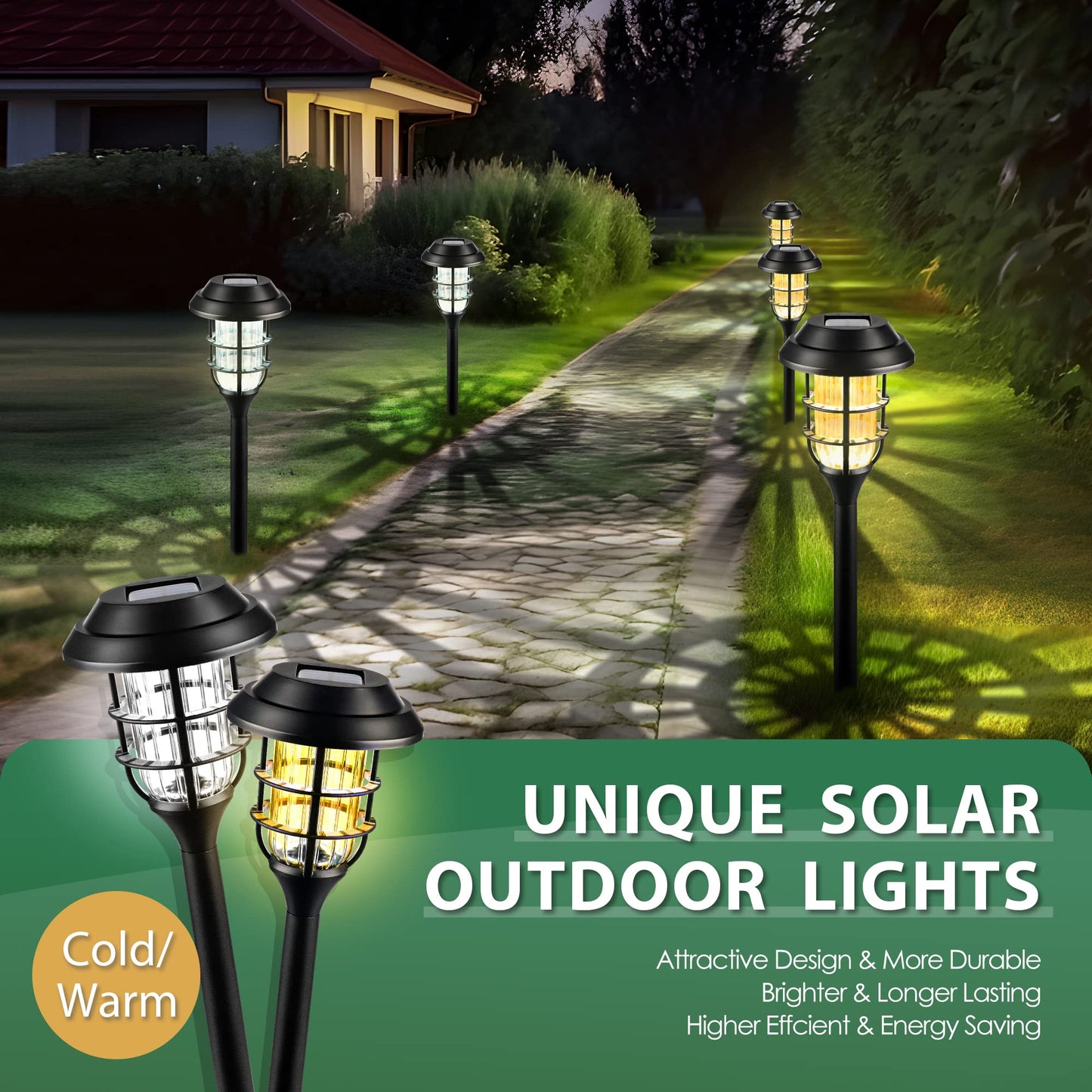SOLPEX Solar Lights for Outside, Solar Outdoor Pathway Garden Lights Waterproof, Solar Powered Landscape Lighting for Yard, Garden, Pathway, Patio, Porch, Walkway, Driveway, 8 Pack(Warm White)