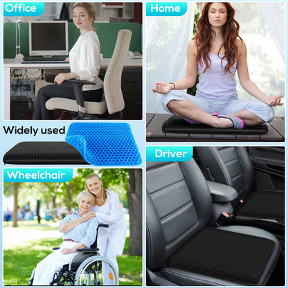 Gel Seat Cushion for Long Sitting, Gel Cushion for Wheelchair Soft, Cooling Gel Chair Cushion More Comfortable, Gel Car Seat Cushion Breathable, Gel Seat Cushion for Office Chair for Hip Pain