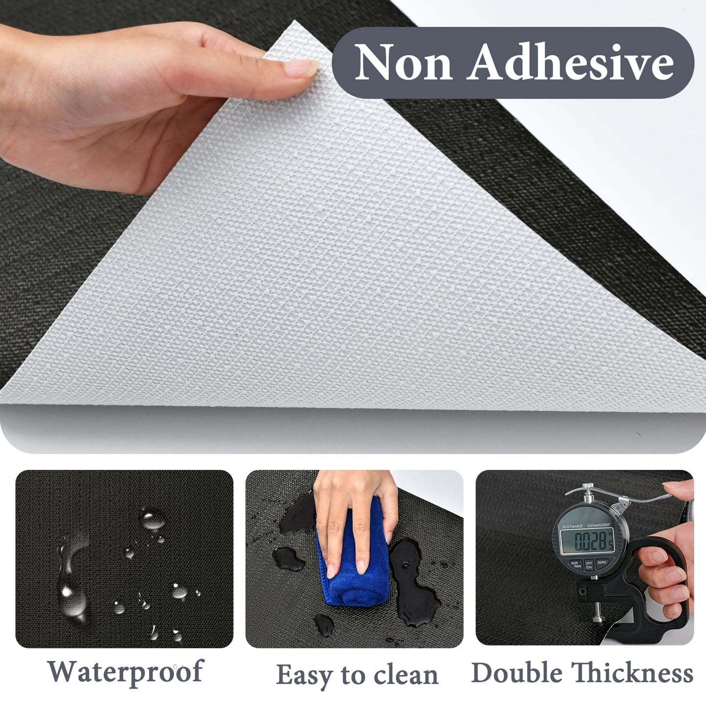 Shelf Liners for Kitchen Cabinets 12in x 20FT Non Adhesive Drawer Liner Gray Quatrefoil Thickened Shelf Liner Paper Strong Non-Slip Easy to Clean for Tool Box Refrigerator with Knife and Tape Measure