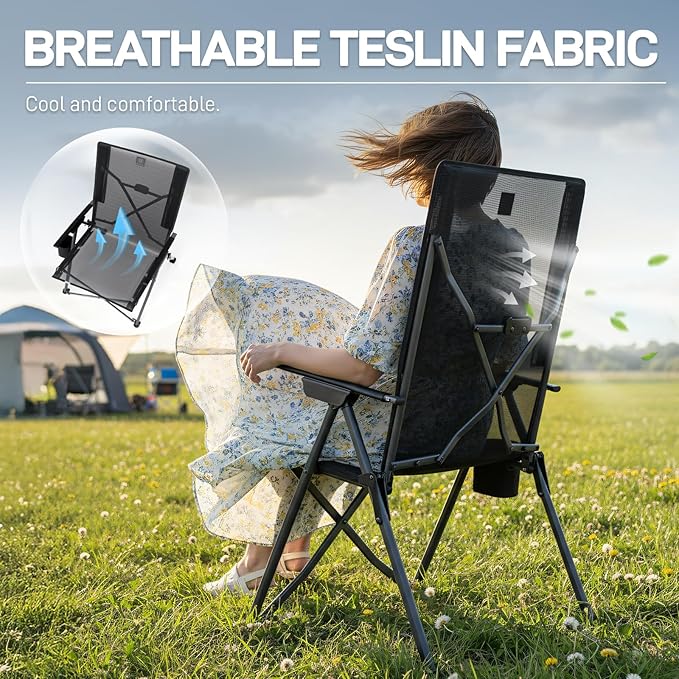 EVER ADVANCED Teslin Reclining Camping Chairs
