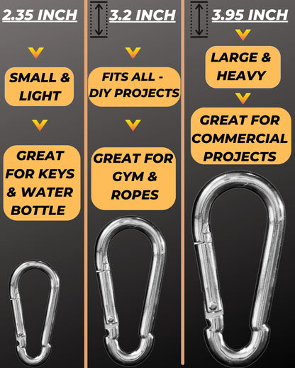 Carabiner Clip 5 Pack - Multipurpose Heavy Duty Carabiner - Carabeaner for Keys - Snap Hooks - Keychain Clips