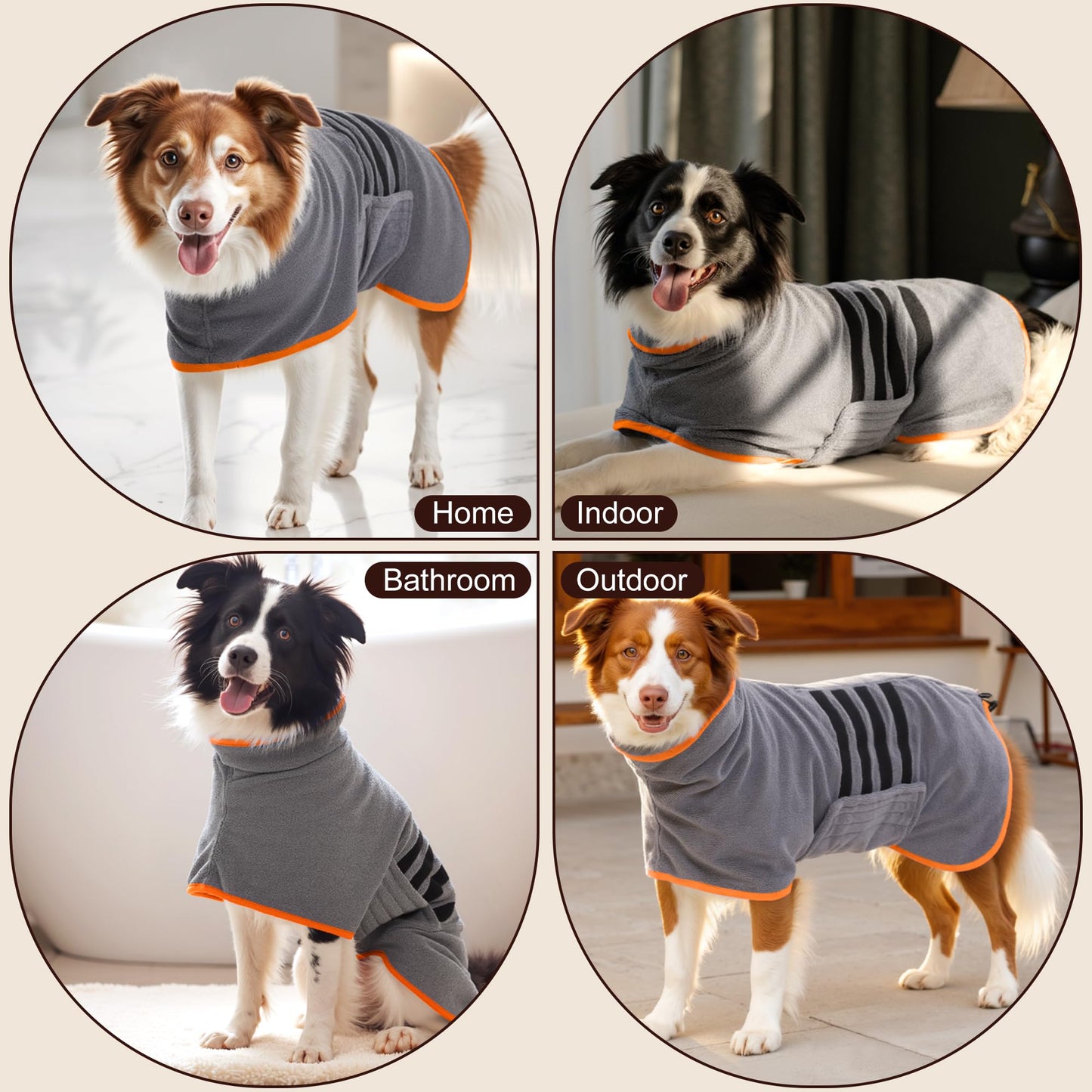 HezzLuv Microfiber Dog Drying Coat – Super Absorbent & Quick-Drying Dog Robe – Adjustable Fit for Medium to Large Dogs – Ideal for Bath, Swim & Wet Walks(Orange, M)