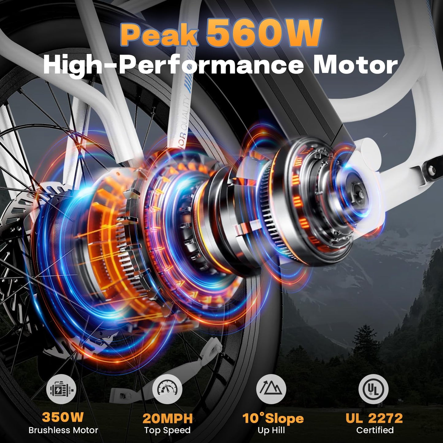Caroma Peak 500W Electric Scooters with Seat,Step Thru Electric Bicycle 36V Removable Lithium-Battery,15Miles Max Range,20MPH Commuting Electric Bike for Adults&Teens,Shock Absorber,Rear Rack,Black