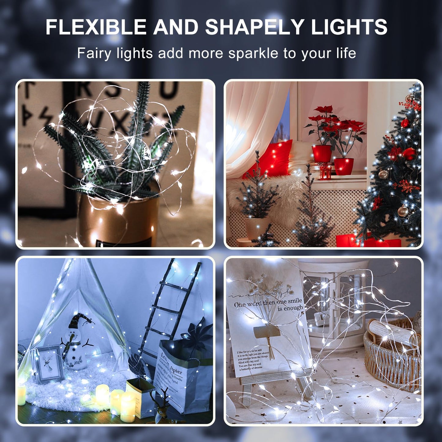 Aogist 2-Pack 16FT Fairy Lights with Spool,Ultra-Bright 50 LEDs Battery Operated Copper Wire String Light for Bedroom Christmas Wedding Centerpiece Parties Decoration,White