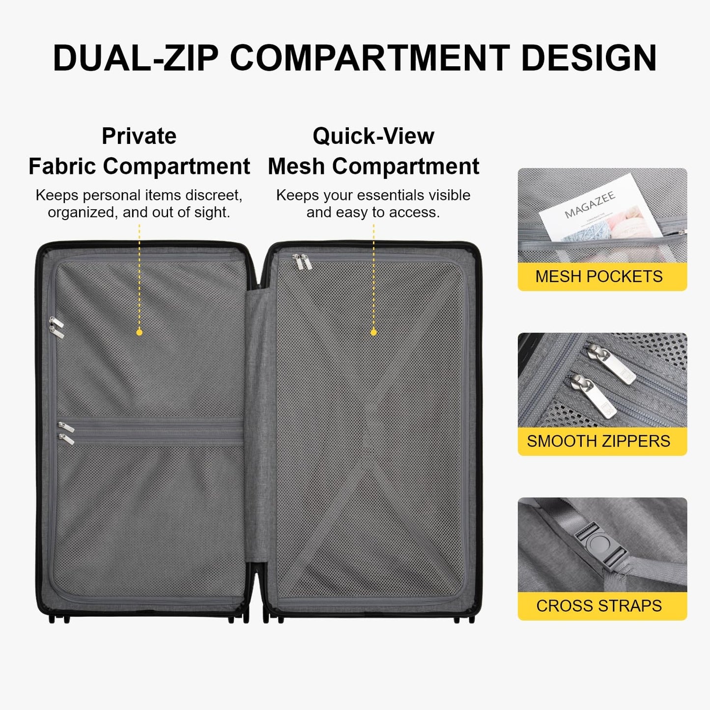 LEVEL8 Trunk Luggages, 28 Inch Luggage with Spinner Wheels, Luminous Textured Checked Large Hard Shell Lightweight with Tsa Lock, Navy