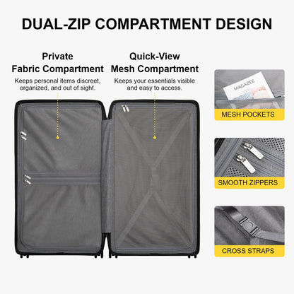 LEVEL8 Trunk Luggages, 28 Inch Luggage with Spinner Wheels, Luminous Textured Checked Large Hard Shell Lightweight with Tsa Lock, Navy