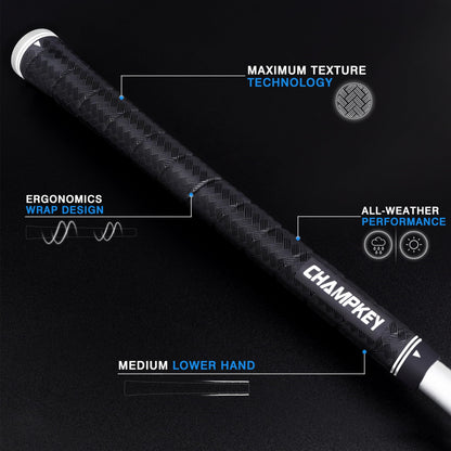 CHAMPKEY X-WEAVE Rubber Golf Grips 13 Pack with Full Repair Kits - Medium Lower Hand Golf Club Grips - Enhanced Grip and Traction Golf Grips for Men and Women(Black,Midsize)
