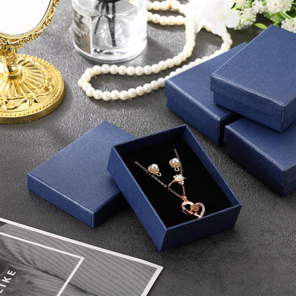 Sasylvia 36 Pcs Jewelry Cardboard Gift Boxes Packaging Necklace Ring Earring Storage Box with Cushion 3.5x2.8x1.2 Inch (Dark Blue)