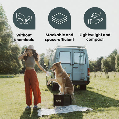 BOXIO TOILET PLUS: Starter-Set - Portable solution for car trips, boats, hunting or outdoor adventures. Europe's most-selling composting toilet. Compact size: 15.75" x 11.8" x 11"
