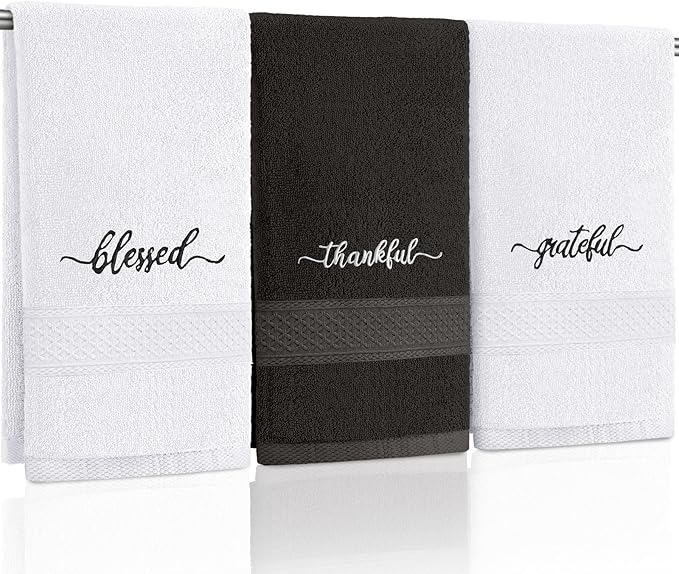 Peryiter 3 Pcs Farmhouse Bathroom Decor Hand Towels 14x29 Inch Cotton Bath