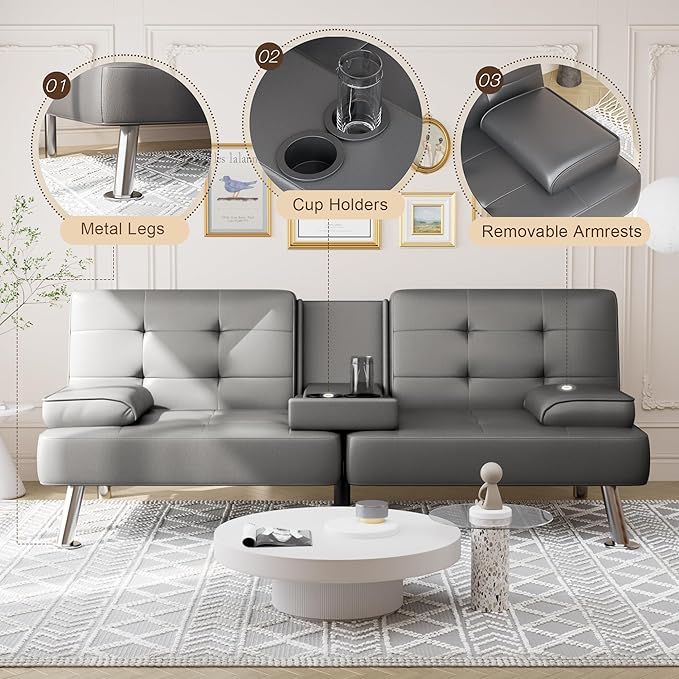 Shahoo Convertible Folding Futon Sofa Bed Sleeper Couch