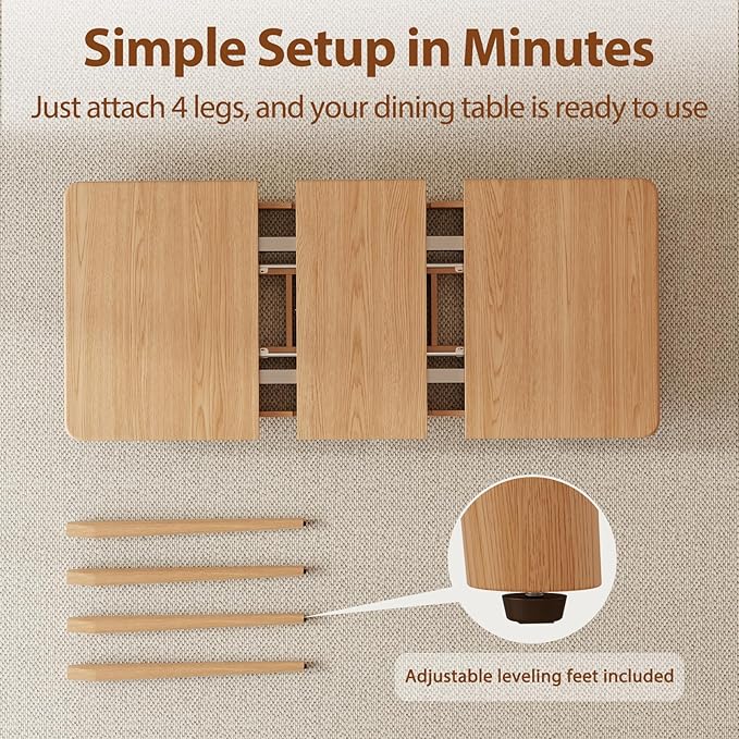 Muwuele Solid Wood Extendable Dining Table