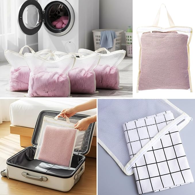 4Pcs Small Mesh Laundry Bags for Delicates Hanging Mini 12 x 10 Inches Durable