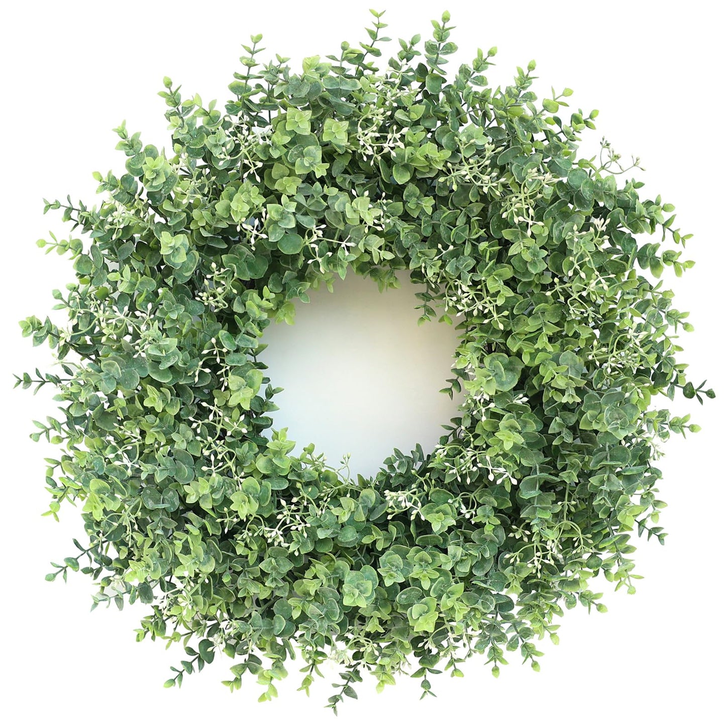26'' Eucalyptus Wreath for Front Door - Large Artificial Eucalyptus Leaves with White Seeds Greenery Outdoor Wreath for Porch,Window,Farmhouse,Home,Hanging Decor- Spring, Summer, All Seasons (Green) ﻿