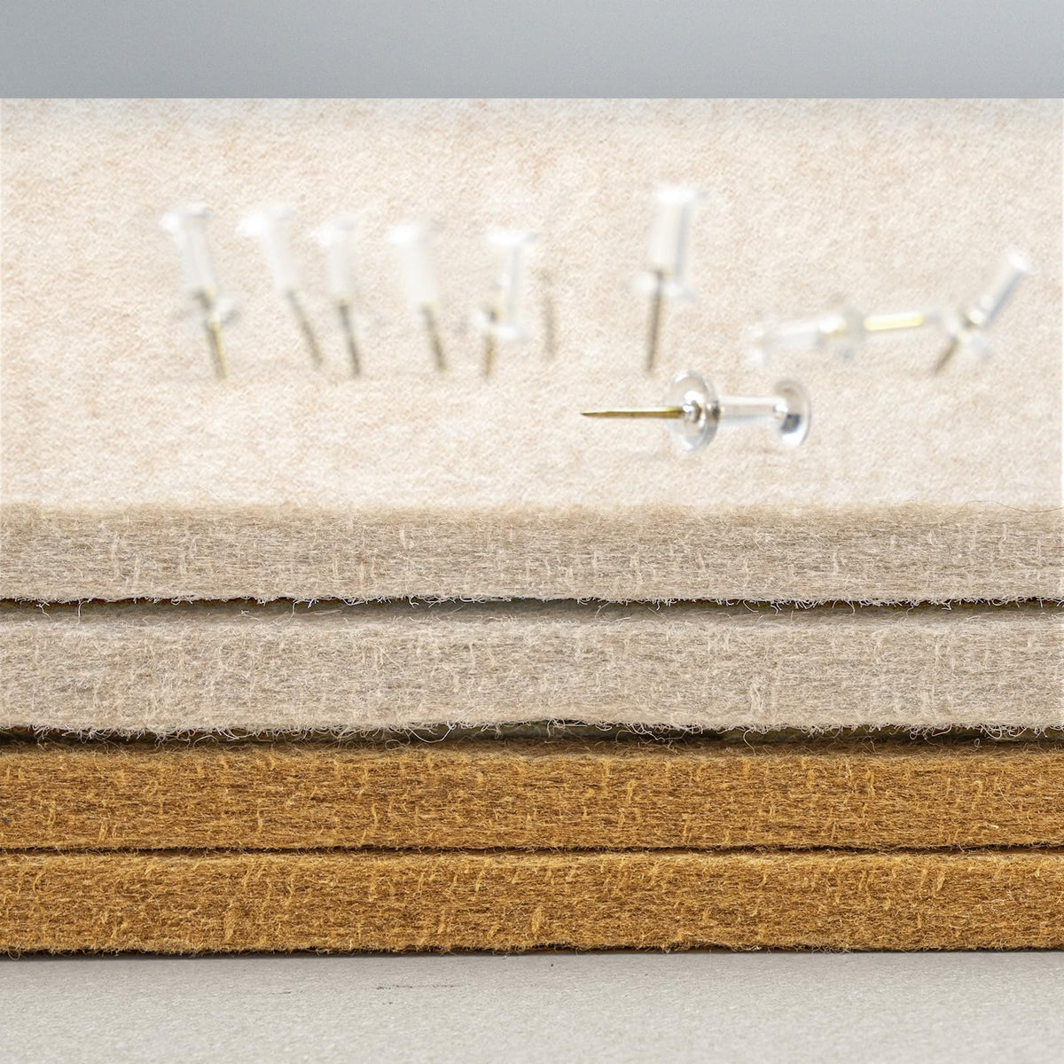 Lightomorrow Bulletin Board, 24 x 18 inches Decorative Felt Pin Board, Vision Board Cork Board Alternative for Wall, Foldable Photo Board with 20 Pushpins - Oatmeal