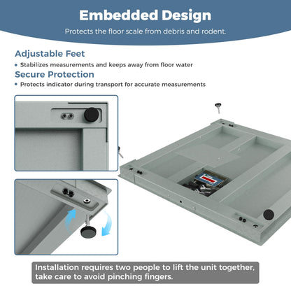 SOCOME 48"x48" Industrial Floor Scale, Heavy Duty Platform Scale with Digital Display Indicator, Carbon Steel Accurate Weighing Scale for Shipping, Warehouse, Industrial, 10000 lb x 1 lb, Grey Green