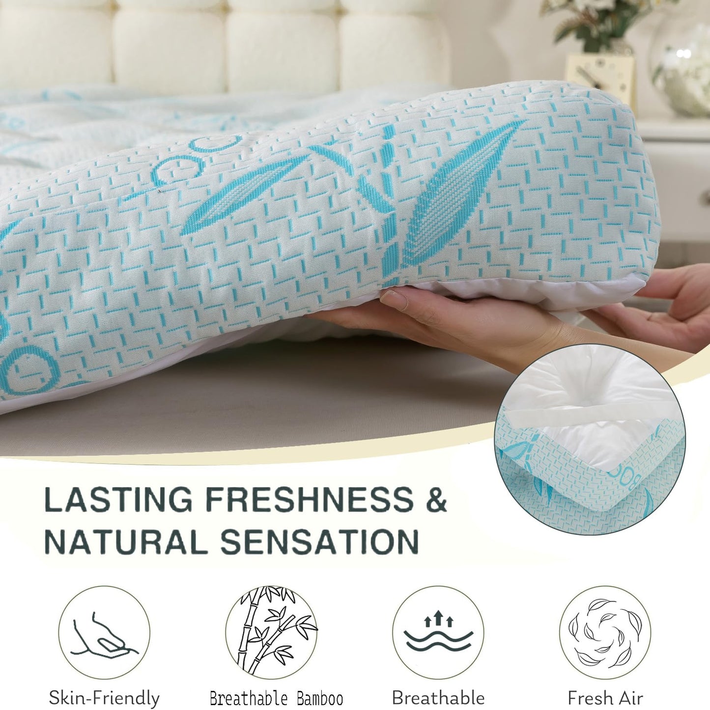 SHOUREN 4-5 Inch Mattress Topper King Size, 2100 GSM Pillow Top
