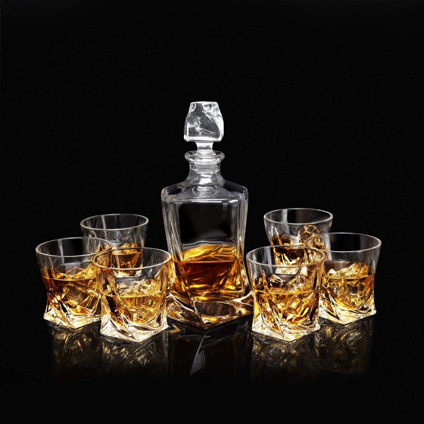 KANARS Whiskey Decanter Set, Premium Crystal Liquor Decanter with 6 Old Fashioned Glasses for Cocktail Scotch Bourbon Irish Whisky Alcohol, Unique Men Gifts for Father's Day Housewarming Birthday