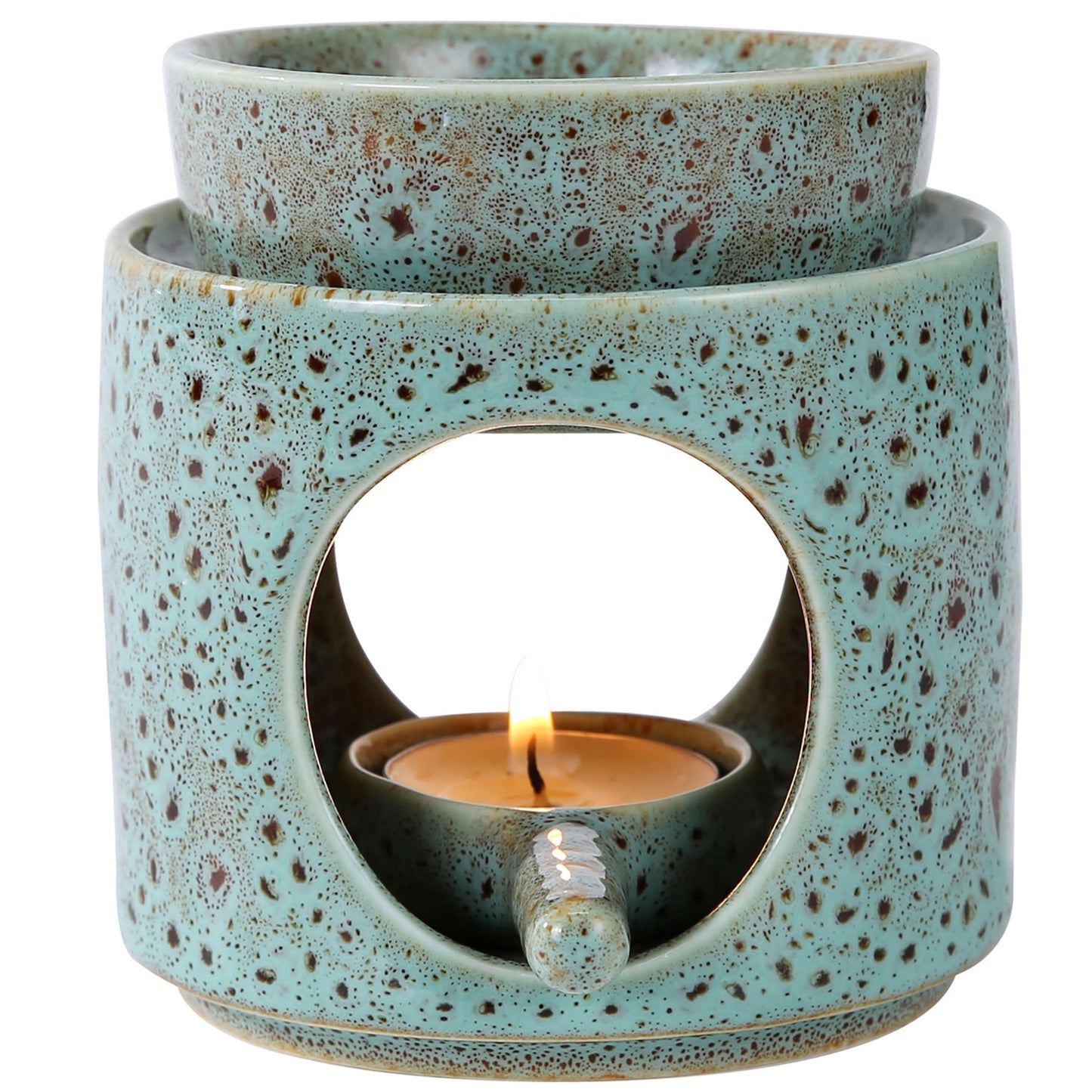 Auxmeware - Essential Oil Burner for Scented Oil, Oil Warmer, Tealight Wax Melt Warmer, Candle Diffuser, Tea Light Holder, Green