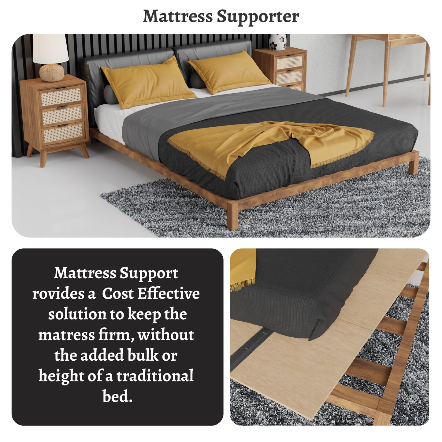 Nutan, Folding Bunkie Board – Low-Profile 74″ x 37.5″ Mattress Support Platform for Daybeds, Bunk Beds, Futons & Metal/Wood Frames – Prevents Sagging, Easy to Install & Store