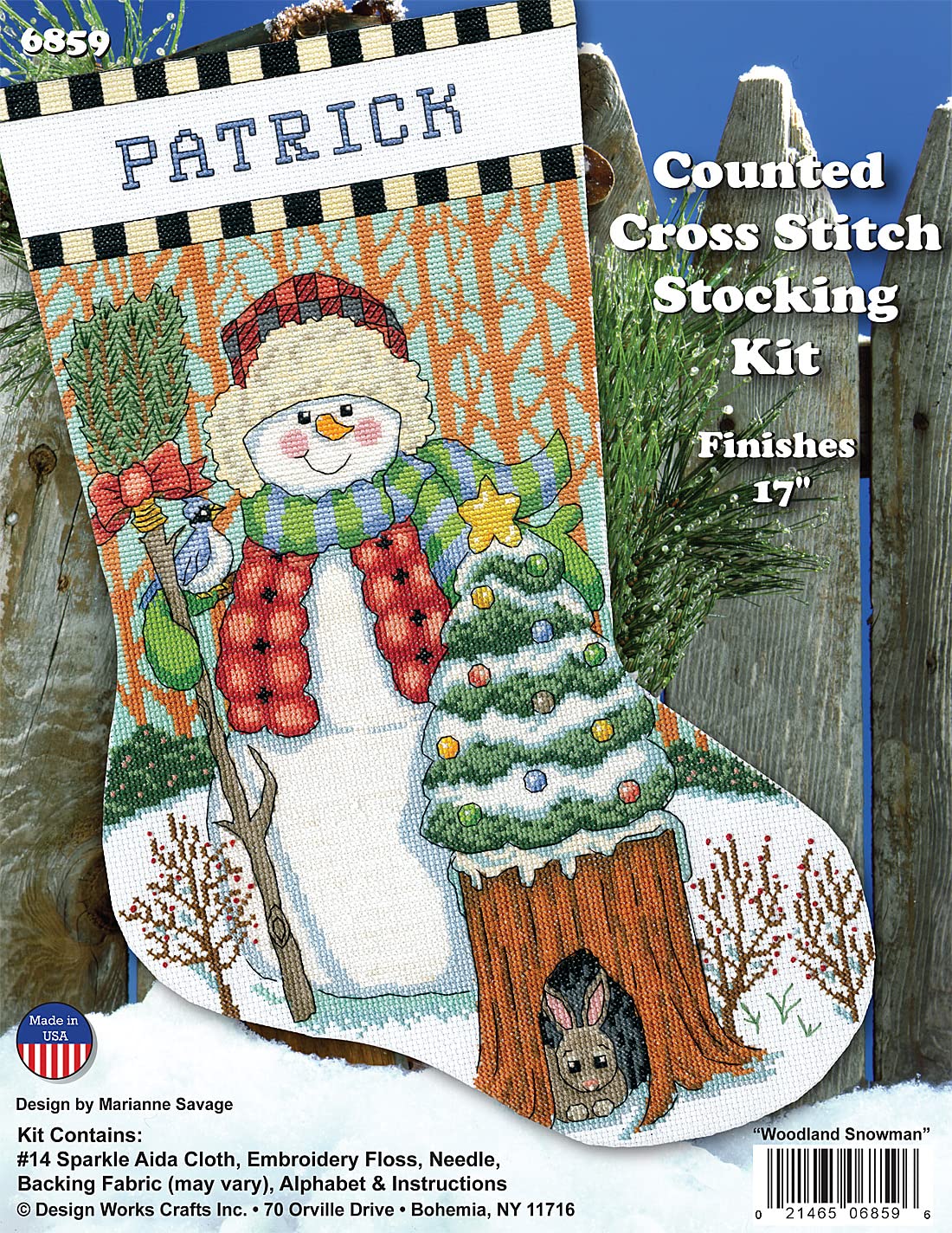 Design Works Crafts Woodland Snowman Counted Cross Stitch Stocking Kit, By the yard