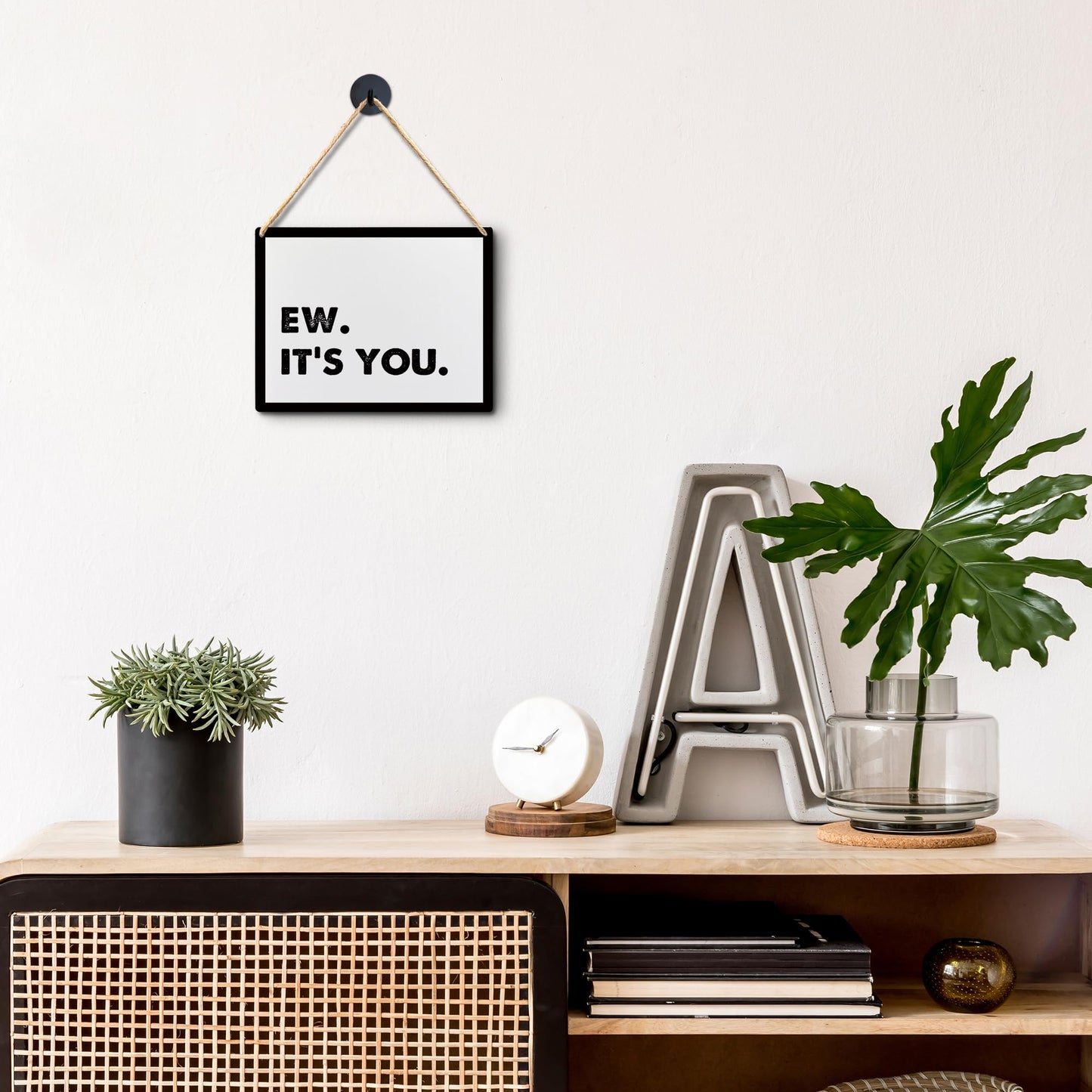 Lacosu Wall Pediments Funny Door Signs,Ew It's You Sign,Hanging Welcome Sign for Front Door,10x8 Inches