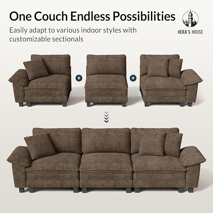 HERA'S HOUSE 124" Modular Sectional Sofa, Oversized U Shaped Couches