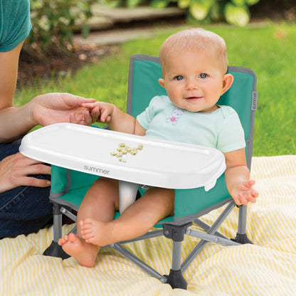 Summer by Bright Starts Pop 'N Sit Portable Booster Chair, Floor Seat, Indoor/Outdoor Use, Compact Fold, Teal, 6 Mos - 3 Yrs