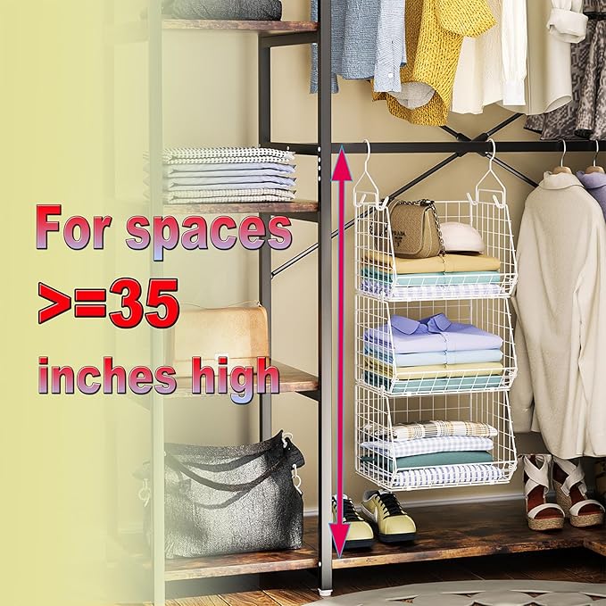 X-cosrack 3 Tier Foldable Closet Organizer, Clothes Shelves