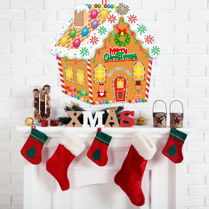 WovWeave DIY Felt Christmas Gingerbread House 3.1 x 2.9 ft with 28 Detachable Ornaments Christmas Crafts Gingerbread House Kit Xmas Gifts for Winter Holiday Party Home Door Wall Hanging Decorations