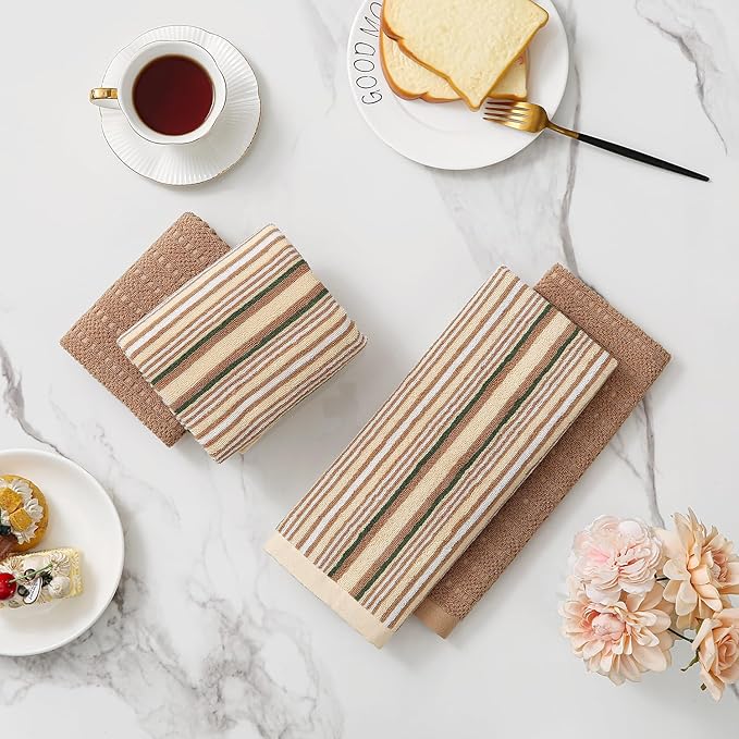 Kitchen Dish Towels for Drying Dishes, Large Cotton Kitchen Towels, Stripped