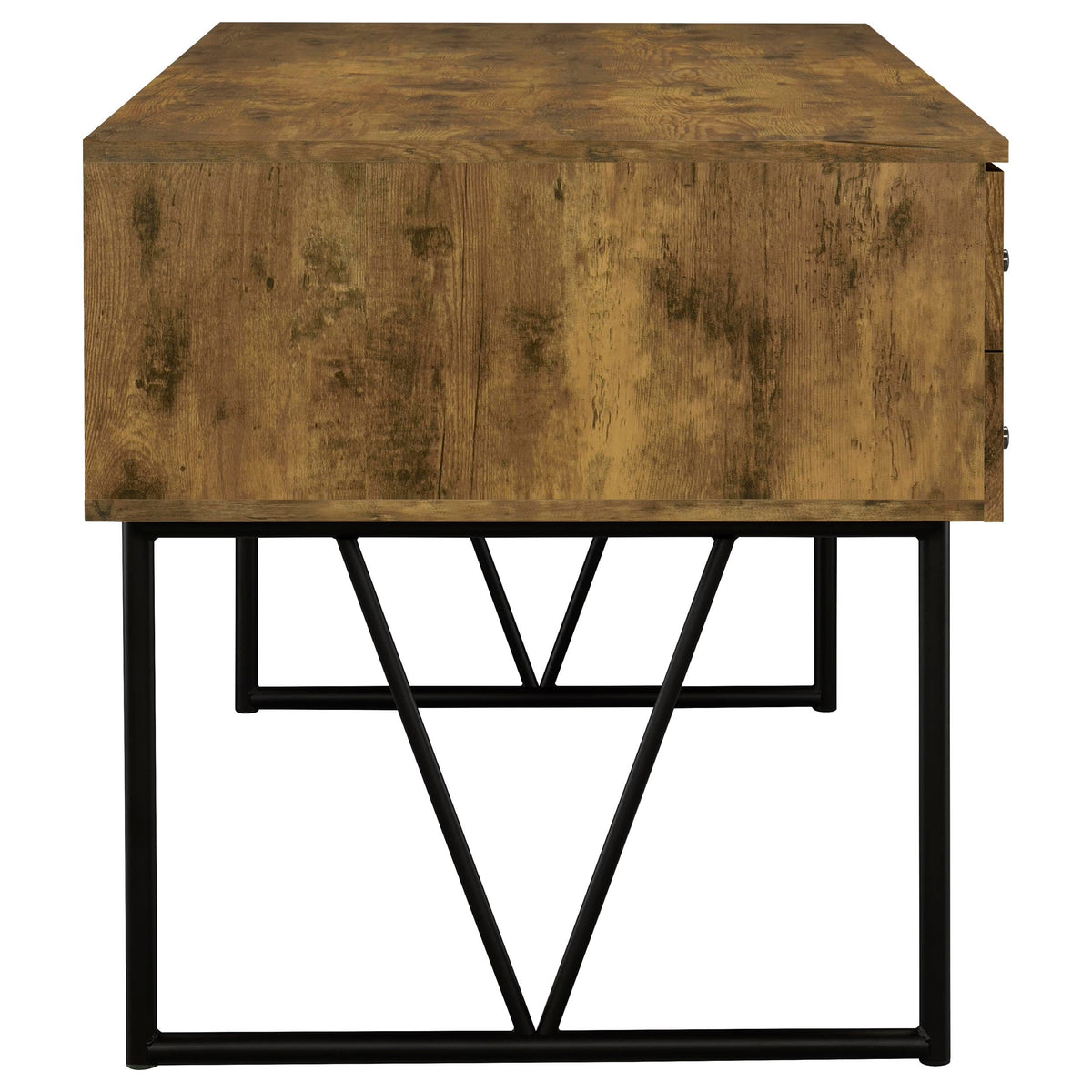 Coaster Home Furnishings Analiese Rustic 63-Inch 4-Drawer Home Office Computer Writing Desk Study Table with Storage Engineered Eco-Friendly Wood Look Laminate Sturdy Steel Base Rustic Nutmeg 800999